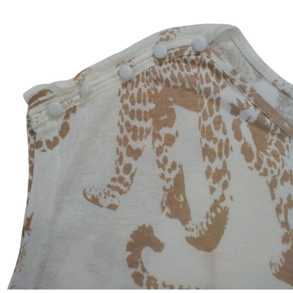 Jane + Delancey Womens Beige Top With Leopard Print Pattern, rayon and linen. - Picture 6 of 8